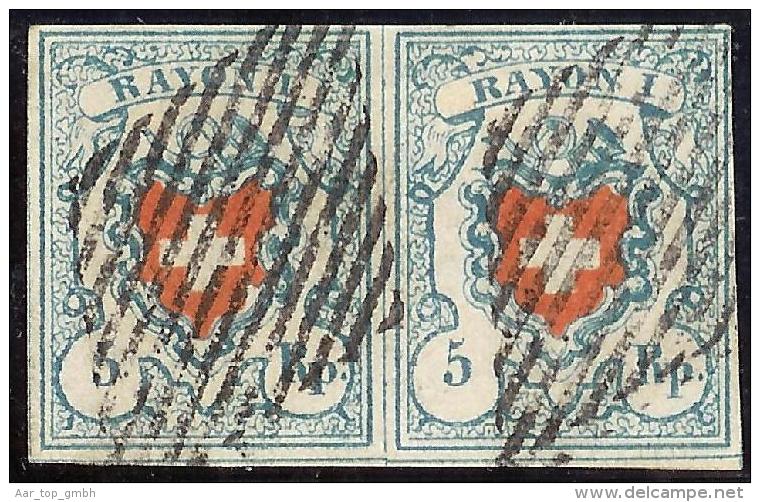 Schweiz RAYON I H.b. Zu#17II Typ13+14 Stein C2 LU - 1843-1852 Federal & Cantonal Stamps