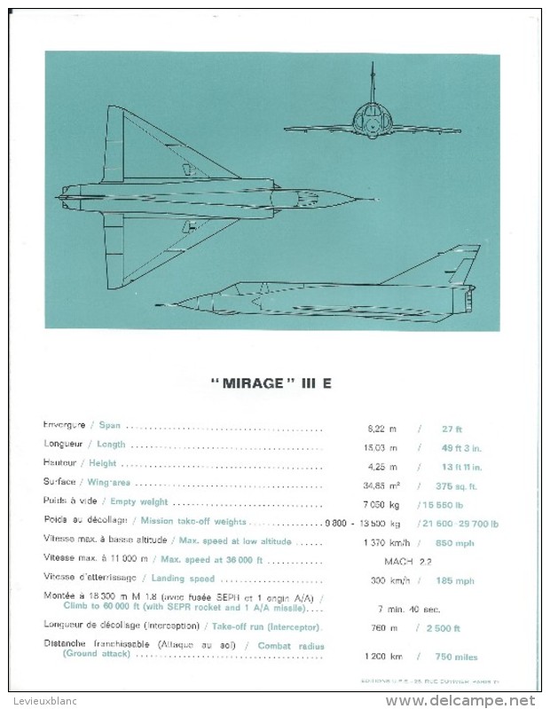 Plaquette Commerciale /Mirage III/Mirage 5/Avions Marcel DASSAULT/Avion de Combat/1967-1974      AV12