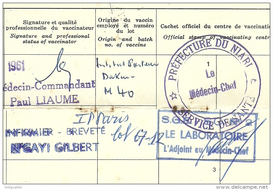 Certificats Internationaux De Vaccination - Carnet Offert Par  Air France - 1961 - 1965 - 1968 - Carimbos Do Congo... - Historische Documenten