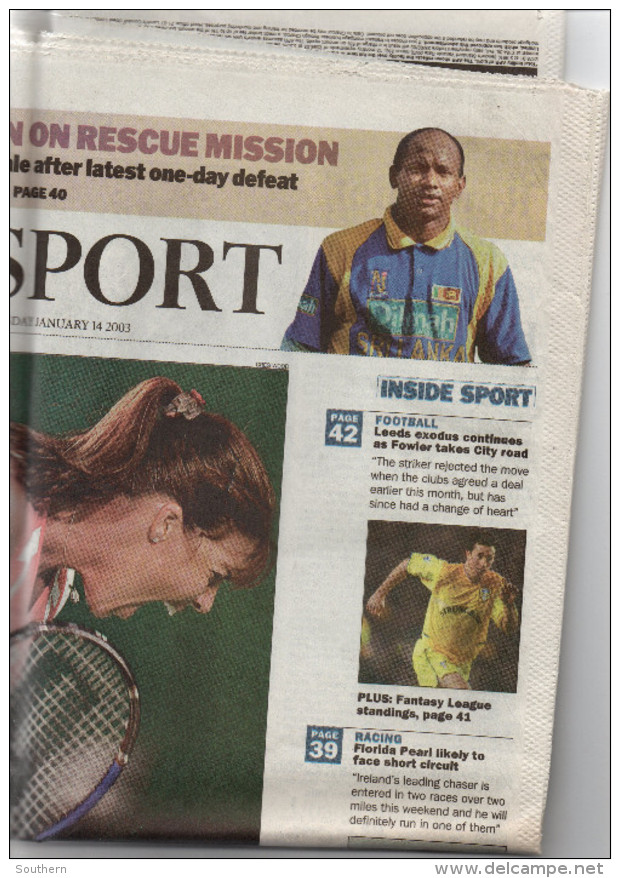 The Times BUSINESS & The Times SPORT - 14/01/2003 - BE - Nouvelles/ Affaires Courantes
