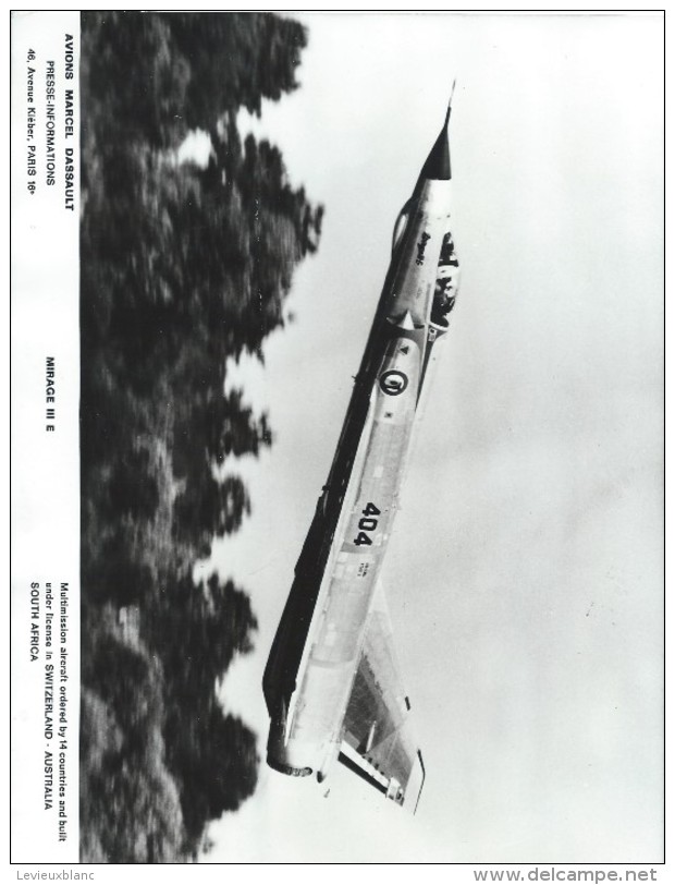 Photographie D´époque/Avions Marcel DASSAULT/Avion De Combat/Mirage III E/Vers 1960-65  AV20 - Aviation