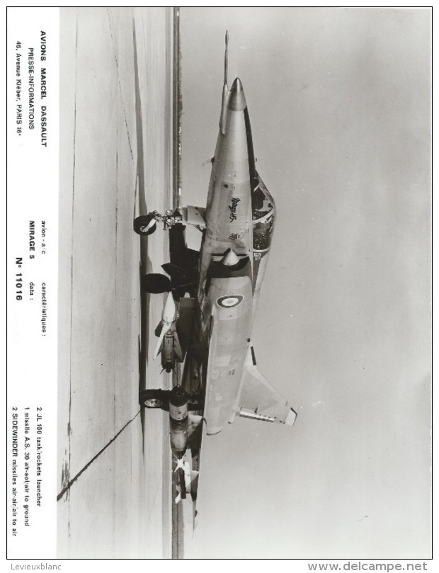 Photographie D´époque/Avions Marcel DASSAULT/Avion De Combat/Mirage 5 /Vers 1967  AV22 - Luchtvaart