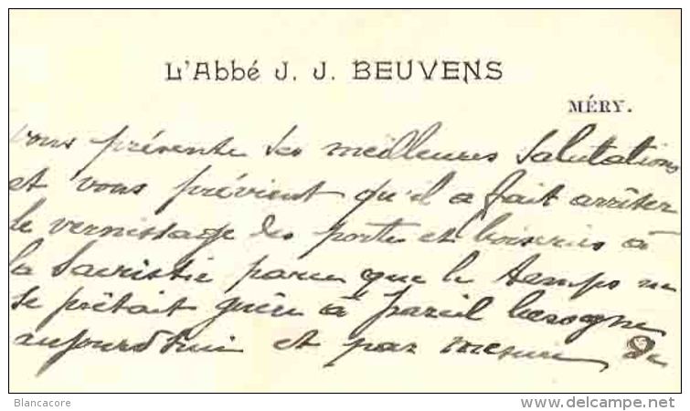 MERY 1909 / ABBE BEUVENS ( Esneux Tilff ) - Cartes De Visite