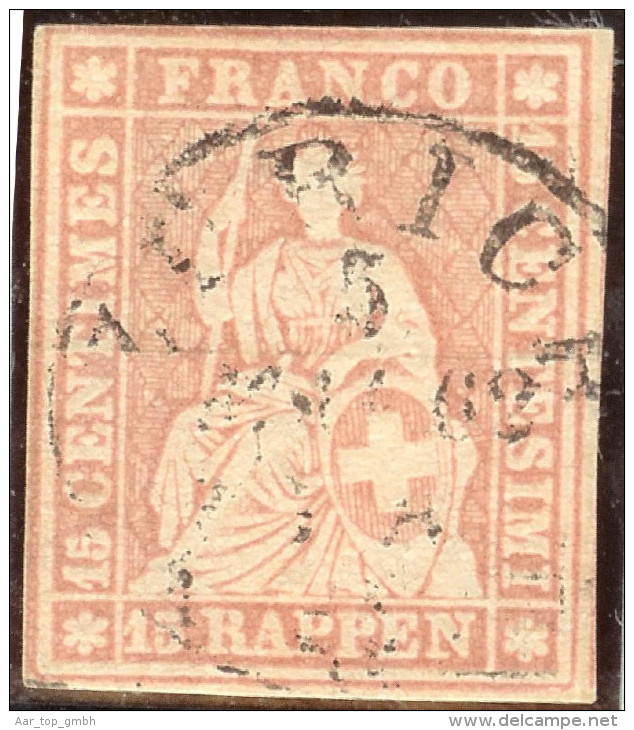 Schweiz Strubel 1859 15Rp. Zu#24G Vollstempel Zürich 1862 - Gebraucht