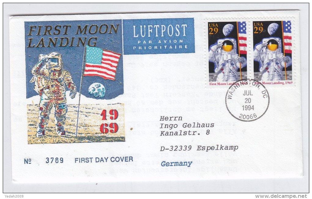 USA FIRST MOON LANDING FDC 1994 - Etats-Unis