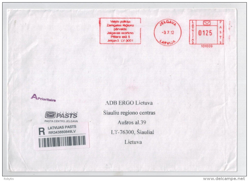 Latvia  Cover Sent From A Police Commissariat To Lithuania - Police - Gendarmerie