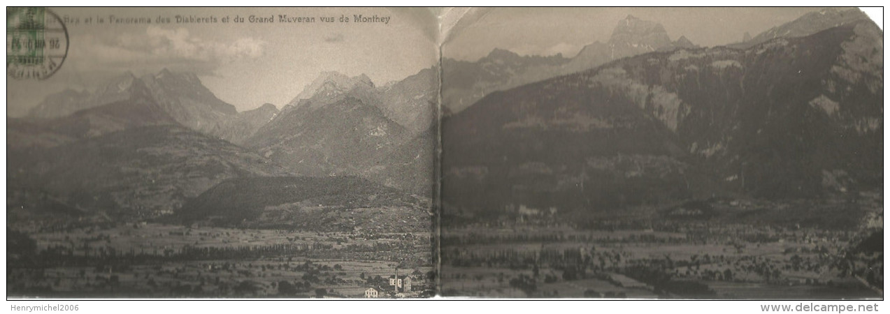 Suisse - Vaud - Bex Panorama Des Diablerets Et Du Grand Muveran Vus De Monthey 1905 Carte Double - Bex