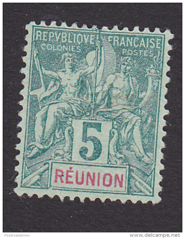 Reunion, Scott #37, Mint No Gum, Navigation And Commerce, Issued 1892 - Ongebruikt