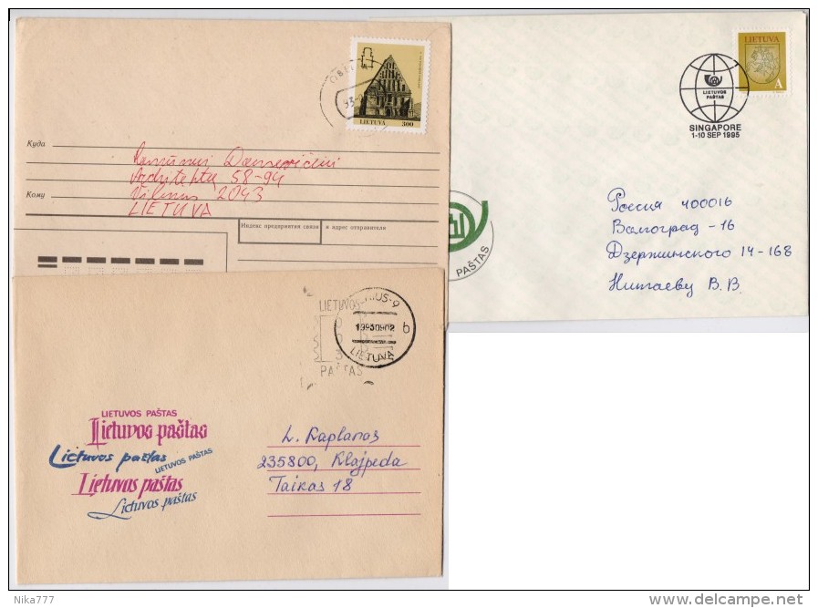 Lithuania Used Mail 3 Cover Baltic Lietuva Provisory OVERPRINT - Lituania