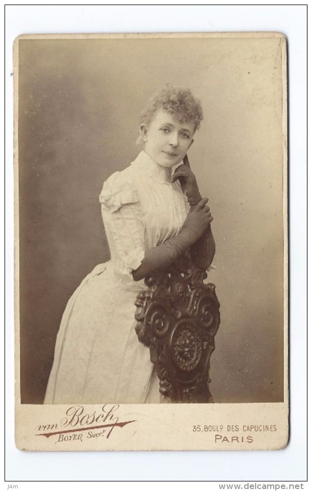 Ancienne Grande PHOTO Circa 1889 De BOYER, Bd Des Capucines à PARIS (75): FEMME ELEGANTE ( Jeanne MAY) MODE, TOILETTE - Anciennes (Av. 1900)