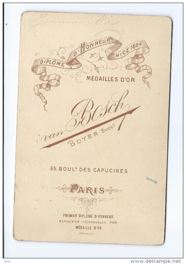 Ancienne Grande PHOTO Circa 1889 De BOYER, Bd Des Capucines à PARIS (75): FEMME ELEGANTE ( Jeanne MAY) MODE, TOILETTE - Anciennes (Av. 1900)