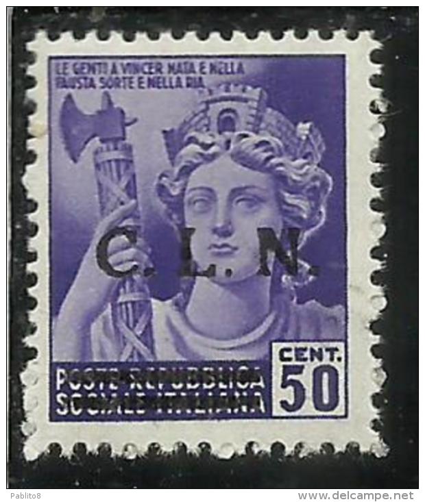 ITALY ITALIA 1945 CLN TORINO MONUMENTS DESTROYED OVERPRINTED MONUMENTI DISTRUTTI SOPRASTAMPATO 50 CENT. MNH - Centraal Comité Van Het Nationaal Verzet (CLN)