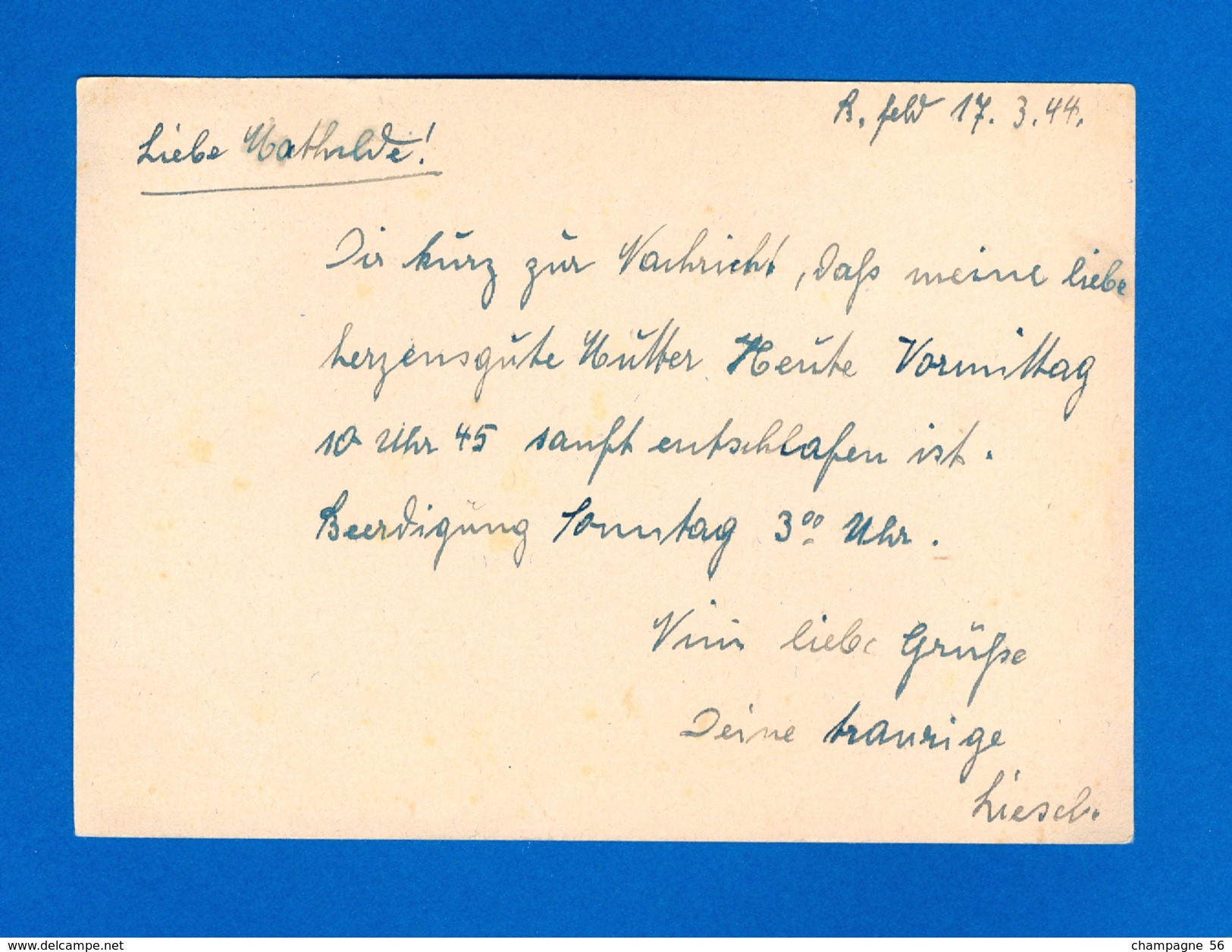 CARTE POFTTARTE BIRKENFELD WURTT 17.3.1944  OBLITÉRÉ - Birkenfeld (Nahe)