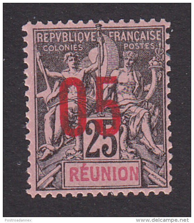 Reunion, Scott #102, Mint Hinged, Navigation And Commerce Surcharged, Issued 1912 - Unused Stamps