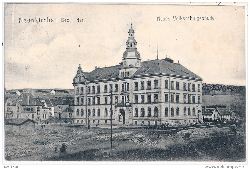 NEUNKIRCHEN Bez Trier Neue Volks Schule 30.6.1907 Gelaufen Nach Bitburg - Kreis Neunkirchen