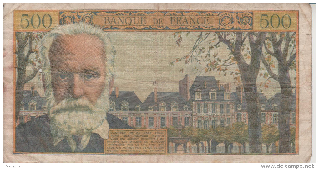 Billet  500  Francs  Victor  Hugo -  P.2-9-1954.P.  N°  62508  D.45 - 500 F 1954-1958 ''Victor Hugo''