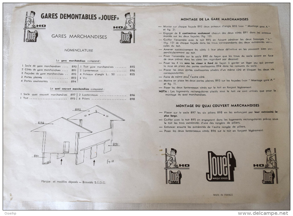 Notice Montage GARES Démontables JOUEF HO Gare Marchandise Quai Couvert Marchandises - Non Classés