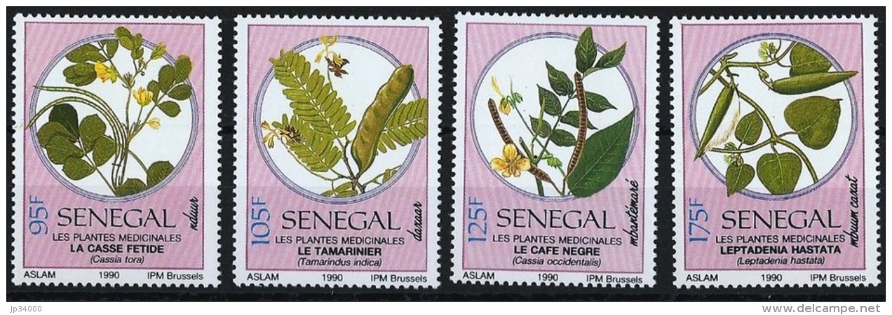 SENEGAL, Fleurs, Fleur, Yvert N°877/80 ** MNH  Plantes Medicinales - Geneeskrachtige Planten