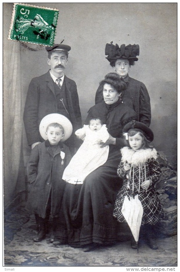 Carte Photo Familiale Pour Naissance 1908 - Généalogie