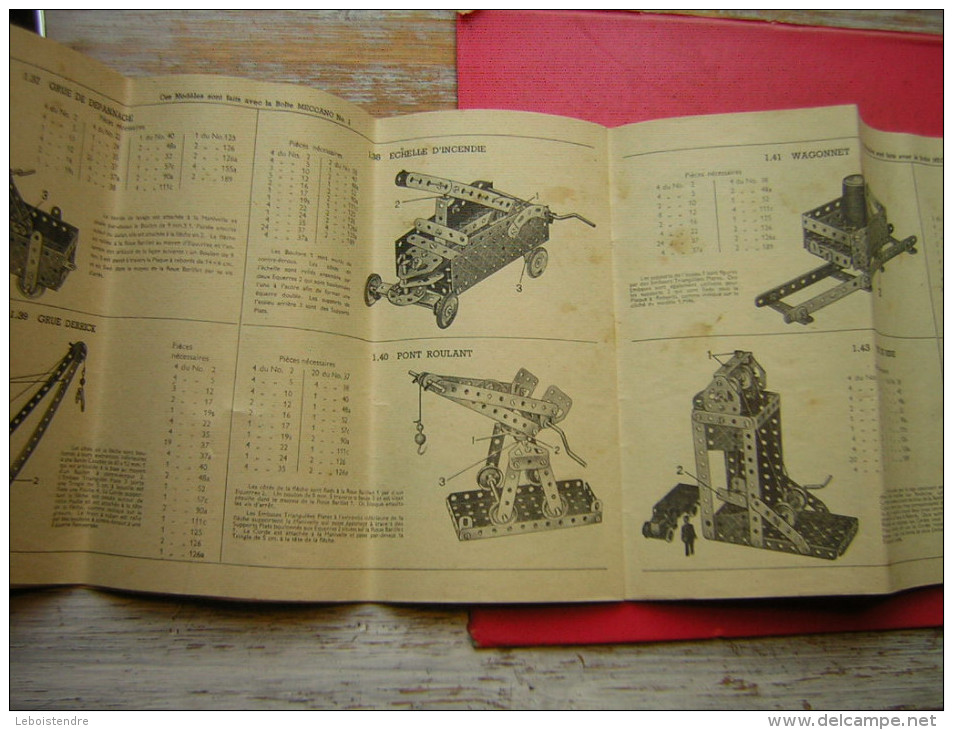 LIVRET FORMAT : 31 X 19 CM 21 PAGES   MECCANO INSTRUCTIONS POUR L´EMPLOI DE LA BOITE N° 1 - Meccano