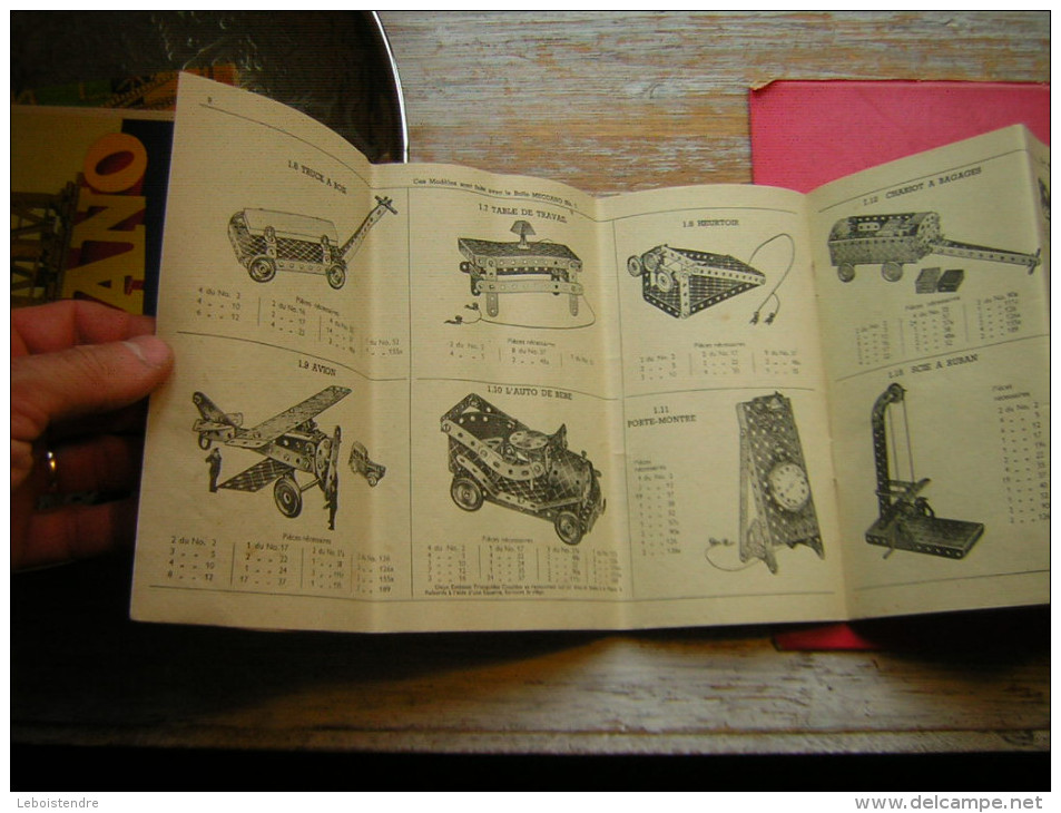 LIVRET FORMAT : 31 X 19 CM 21 PAGES   MECCANO INSTRUCTIONS POUR L´EMPLOI DE LA BOITE N° 1