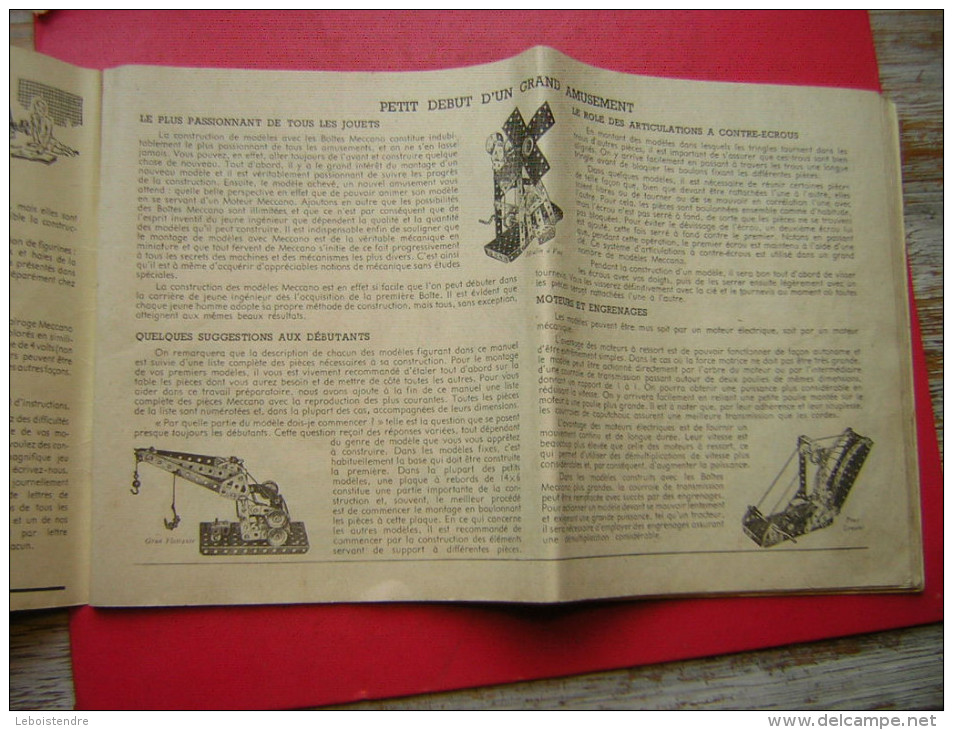 LIVRET FORMAT : 30.5 X 19 CM 29 PAGES   MECCANO INSTRUCTIONS POUR L´EMPLOI DE LA BOITE N° 2 - Meccano