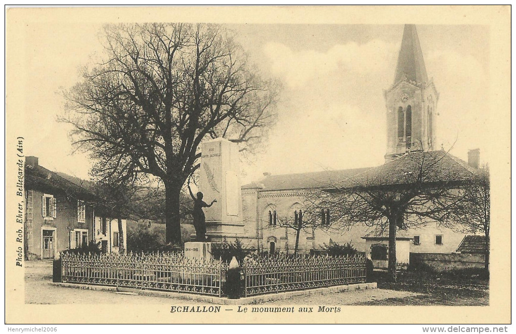 Ain - 01 - Echallon Le Monument Aux Morts Ed Photo Ehrer De Bellegarde - Non Classés