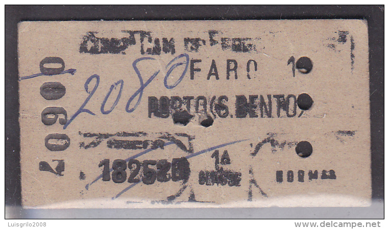 CP . COMBOIOS DE PORTUGAL / TRAINS - FARO / PORTO (SÃO BENTO) - 1ª CLASSE . 1825$00 - 21.ABRIL.1986 - Europa