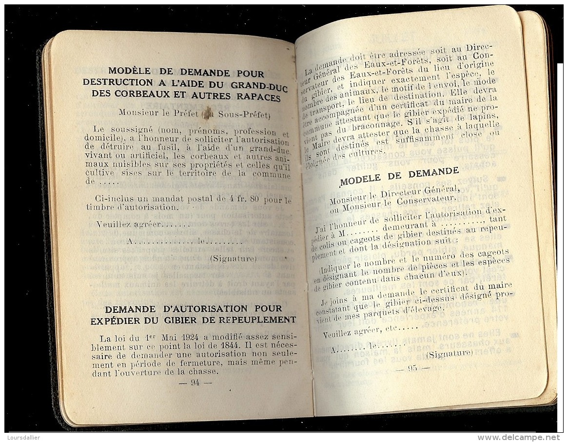 AGENDA DU CHASSEUR 1934 1935 Offert Par C. BONNAND Armurier Montluçon 45 BD De COURTAIS - Autres & Non Classés