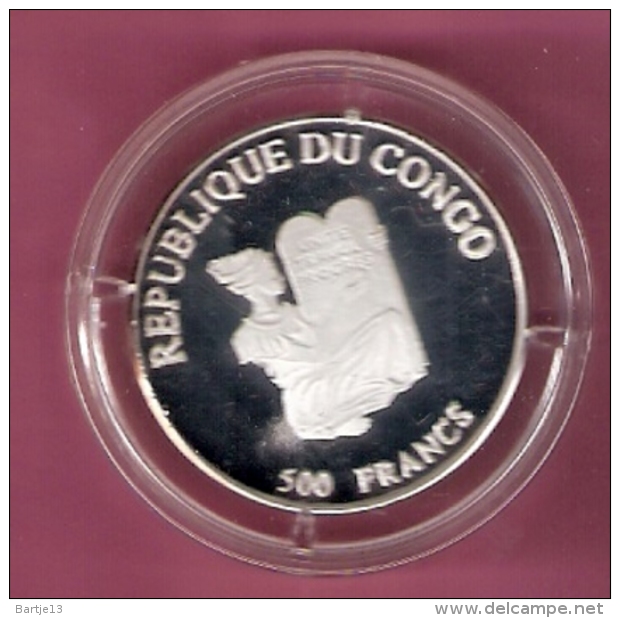 REP. DU CONGO 500 FRANCS 1996 AG PROOF MULTICOLOUR OPL. ? PCS LION (SCRATCHES ON CAPSEL) - VR-Rep. Kongo - Brazzaville