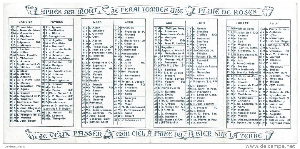 Petit Calendrier De Poche/Religieux/Saint Thérése De L´enfant Jésus/Orphelins-apprentis D´Auteuil/1945   CAL314 - Tamaño Pequeño : 1941-60