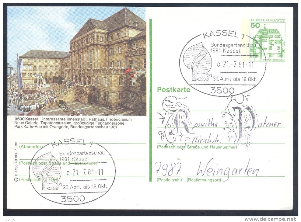 Deutschland Germany 1981 Postal Stationery Card Flora Flowers; Bundes Gartenschau Kassel - Other & Unclassified