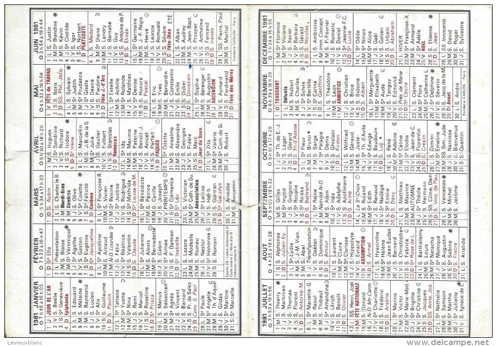 Petit Calendrier De Poche/Maison De La Presse/Petit/ Sérifontaine/1981   CAL321 - Petit Format : 1981-90