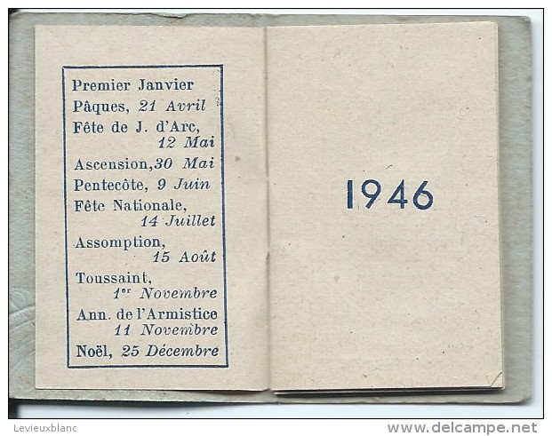 Petit Calendrier De Poche/Fleur Gauffrée Et Dorée/Charmant/1946   CAL323 - Petit Format : 1941-60