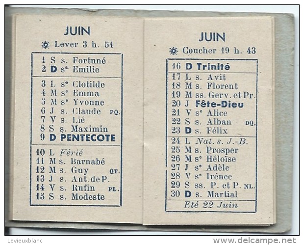 Petit Calendrier De Poche/Fleur Gauffrée Et Dorée/Charmant/1946   CAL323 - Petit Format : 1941-60