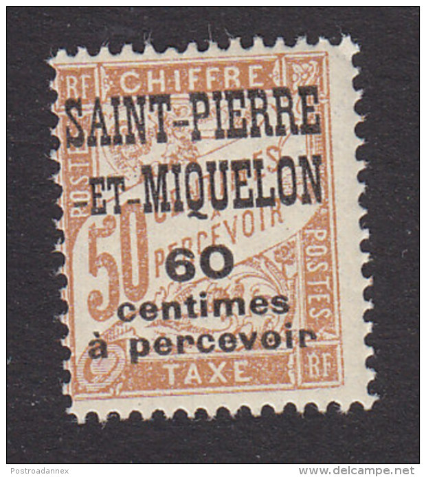 St Pierre And Miquelon, Scott #J19, Mint Hinged, French Postage Due Surcharged, Issued 1925 - Timbres-taxe