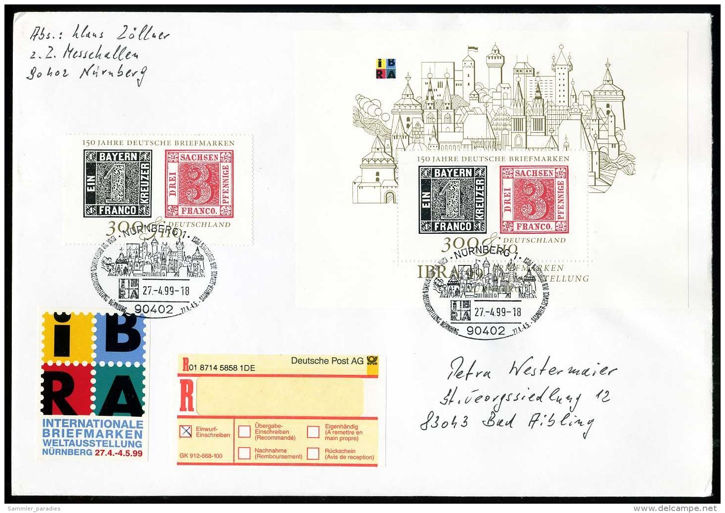 00987) BRD - R-FDC - Mi Block 46 + 2041 Mit Einlieferschein - IBRA 99, 150 Jahre Deutsche Briefmarken - Other & Unclassified