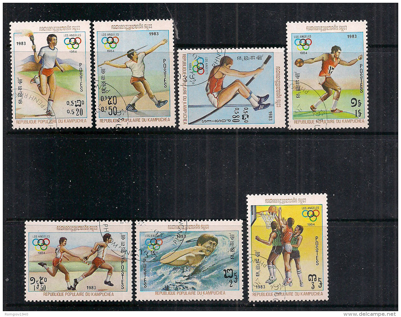 KAMPUCHEA   1983   GIOCHI OLIMPICI   YVERT 362-368   USATA   XF - Kampuchea