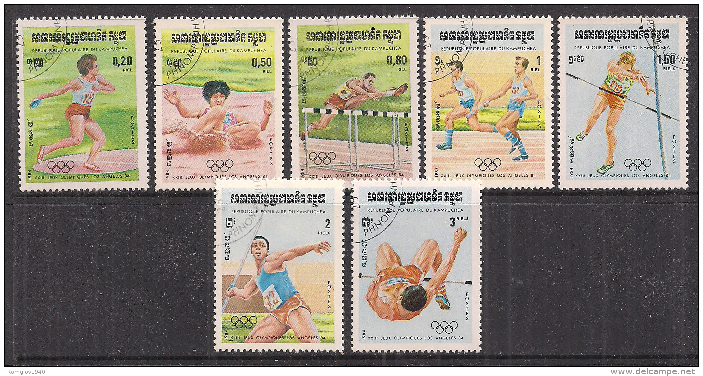 KAMPUCHEA   1984   GIOCHI OLIMPICI   YVERT  442-448   USATA   XF - Kampuchea