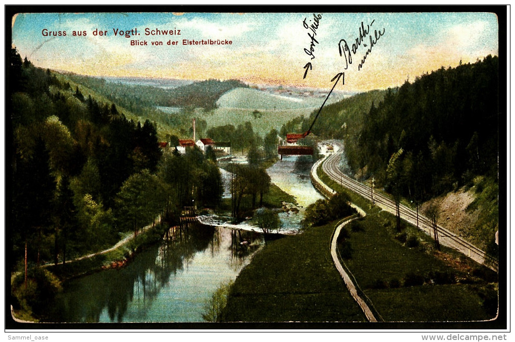Vogtland  -  Blick Von Der Elstertalbrücke Auf Die Barthmühle  -  Ansichtskarte Ca. 1907    (5859) - Poehl