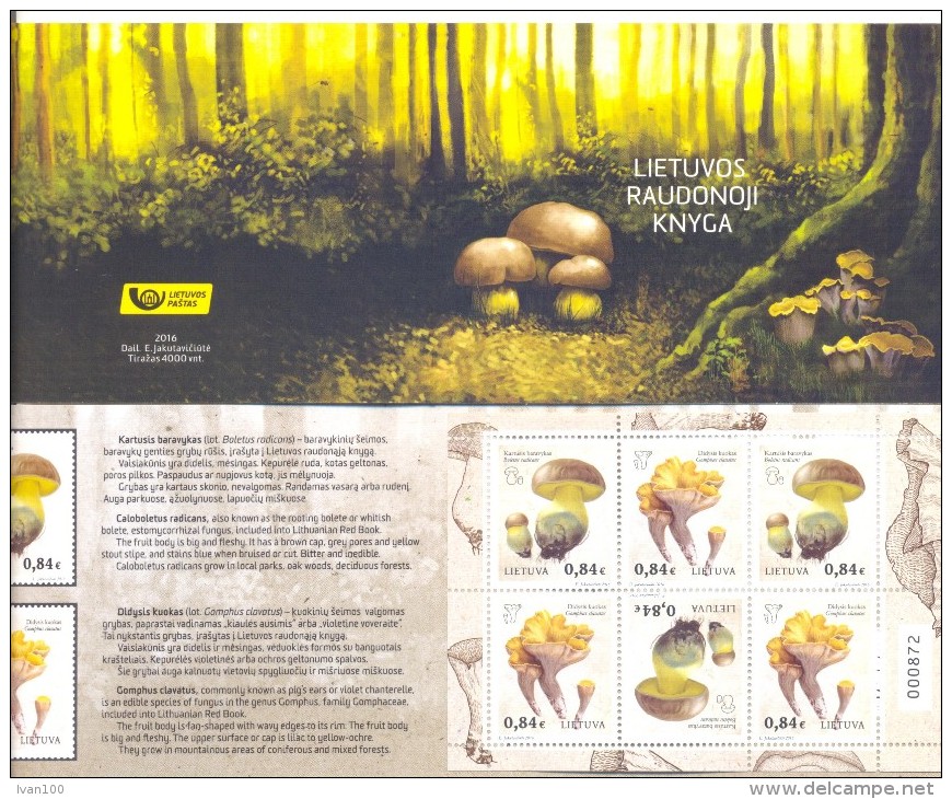 2016. Lithuania, Mushrooms Of Lithuania, Booklet, Mint/** - Lithuania