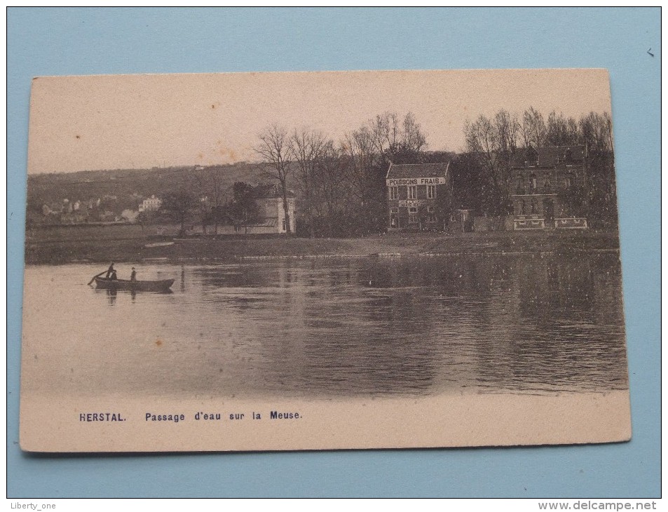 Passage D'eau Sur La Meuse ( AHH ) ( Detail : Reclame Poissons Frais ) Anno 19?? ( Zie Foto Voor Details ) !! - Herstal