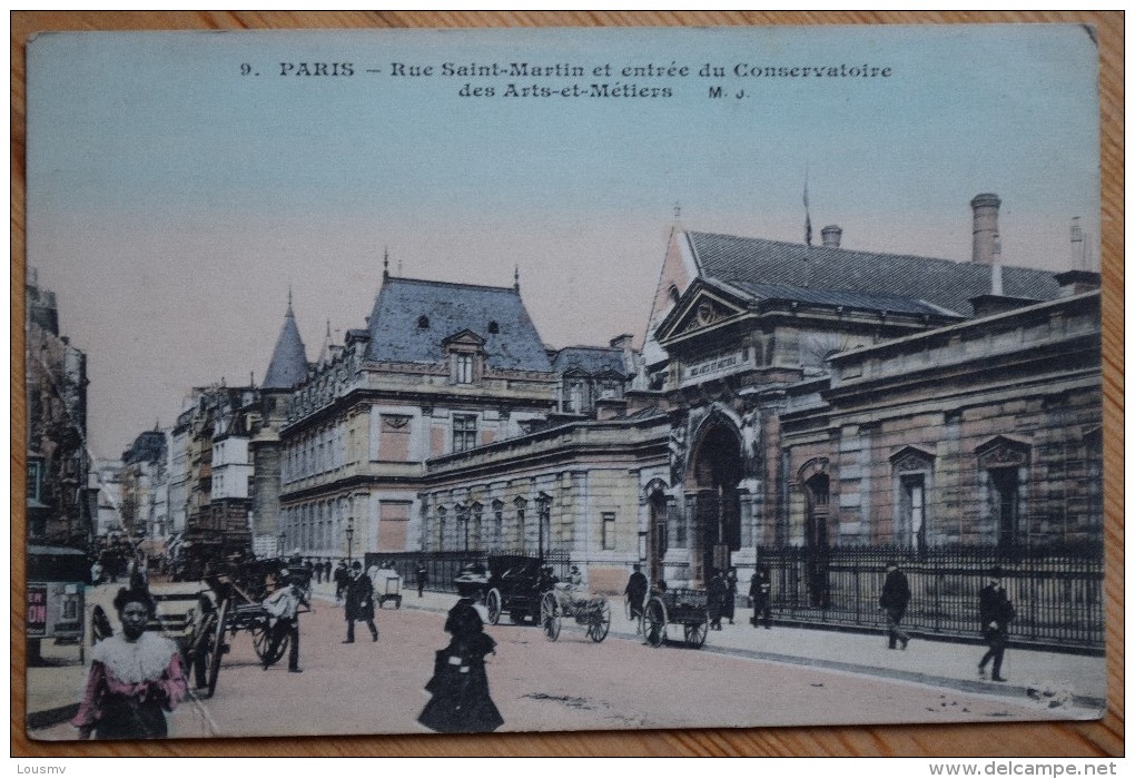 Paris 3e - Rue Saint-Martin & Entrée Du Conservatoire Des Arts-et-Métiers - Animée & Colorisée - Pli D'angle - (n°6020) - Arrondissement: 03