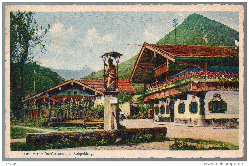 2308 - Alte Ansichtskarte - Alter Dorf Brunnen In Ruhpolding Gel Nach Kiel 1952 - Bi Zohne - Ruhpolding