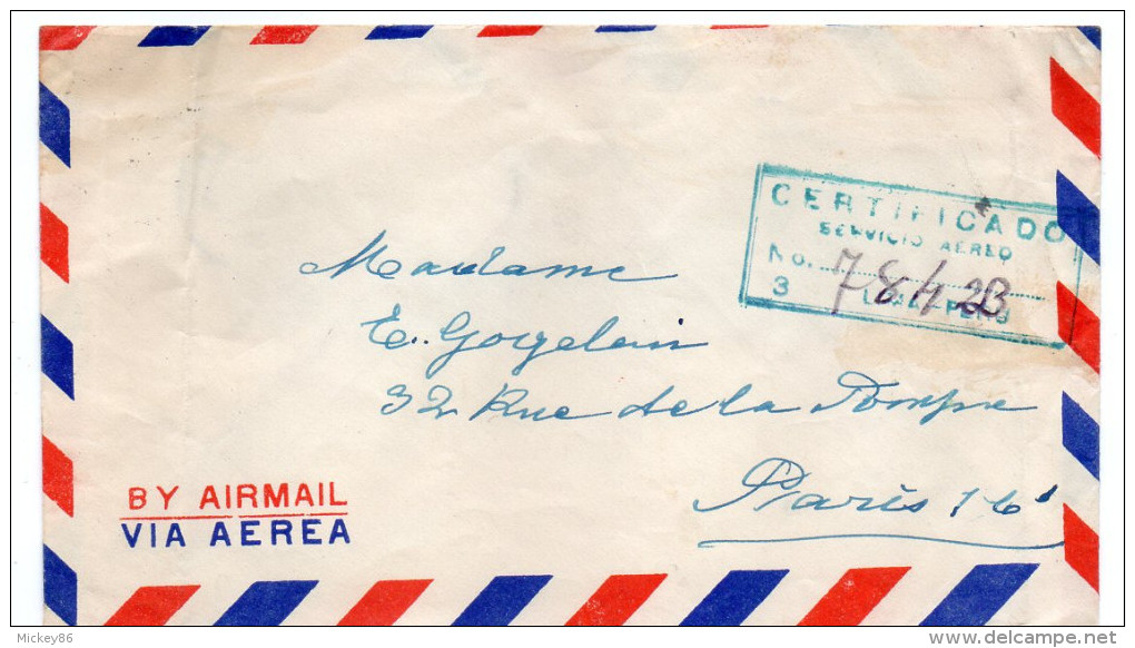 Pérou--1953--Lettre Recommandée De LIMA Pour PARIS-France -Composition De Timbres +  Cachet - Peru