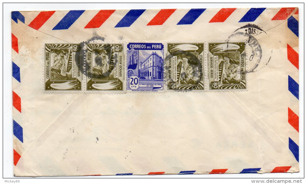 Pérou--1953--Lettre Recommandée De LIMA Pour PARIS-France -Composition De Timbres +  Cachet - Pérou