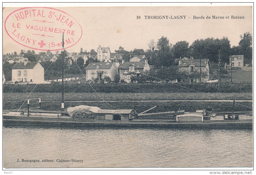 THORIGNY LAGNY - Bateau, Bords De Marne - Cachet Militaire Hôpital St Jean - Lagny Sur Marne