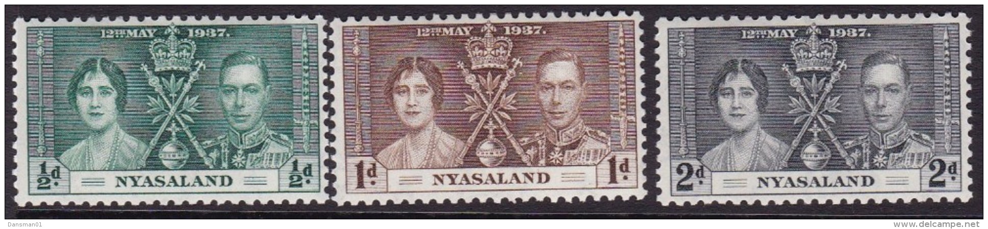 Nyasaland 1937 Coronation Sc 51-53 Mint Never Hinged - Nyassaland (1907-1953)