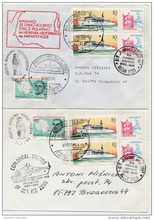 POLAND 1988 Two Covers From Research Ship "Profesor Siedlecki" With Different Cachets. - Research Programs