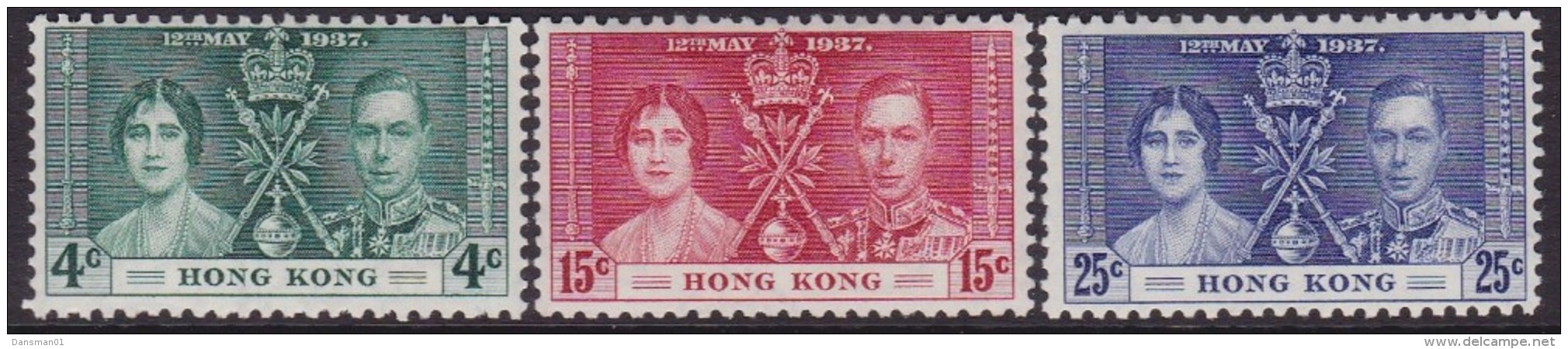 Hong Kong 1937 Coronation Sc 151-53 Mint Never Hinged - Neufs